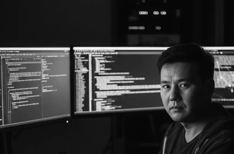 Persona trabajando frente a varios monitores